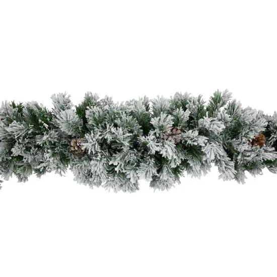 Northlight Flocked Angel Pine and Pine Cones Artificial Christmas Garland - 6.75' x 12" - Unlit Green {5}