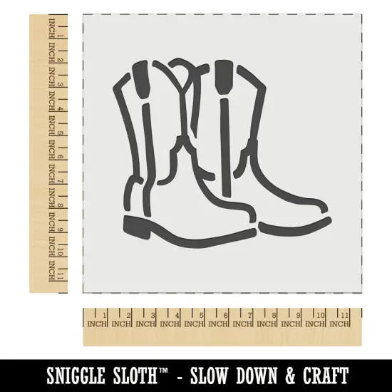 Simple Cowboy Cowgirl Boots Country Farm Life Wall Cookie DIY Craft Reusable Stencil {1}