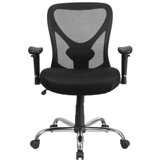 Emma and Oliver Big & Tall 400 lb. Rated Mesh Swivel Ergonomic Task Office Chair with Height Adjustable Back and Arms Black {3}