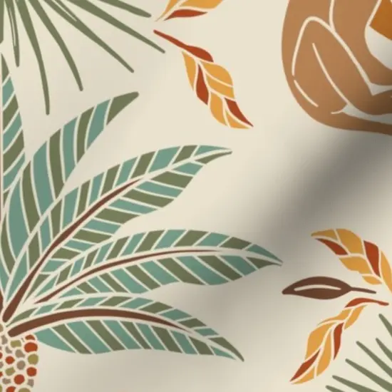 Various Fabrics by the Yard or Fat Quarter Beige Art Deco Monkeys Safari Palm Trees Travel Boho Muted Neutrals Summer Animals Plants Large Scale Custom Printed Fabric by Spoonflower {7}