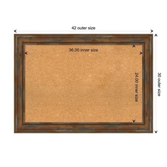 Alexandria Wood Framed Corkboard, Natural Cork Rustic Brown {3}