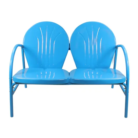 Northlight 47-Inch Outdoor Retro Tulip Steel Loveseat, Sky Blue {1}