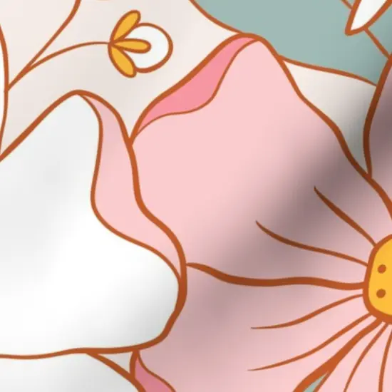 Various Fabrics by the Yard or Fat Quarter Daisy Botanical Anemone Pink Teal Beige Jumbo Scale Spring Garden Custom Printed Fabric by Spoonflower {7}