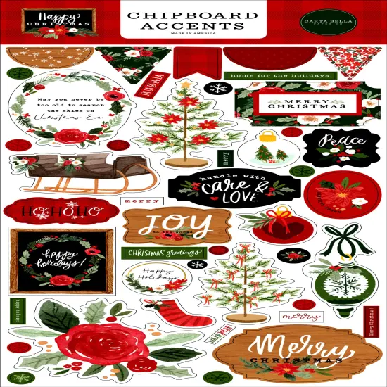 Carta Bella Happy Chirstmas Chipboard Accents {1}