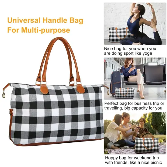 Women Duffle Bag Travel Luggage Bags Weekend Overnight Bag Tote Bags Shoulder Handle Bags White {2}