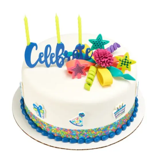 Celebrate Plastic Candle Holder Cake Topper, 1ct Blue {3}