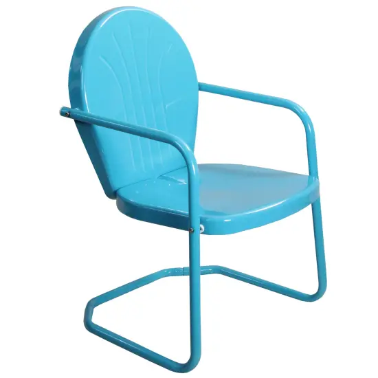 Northlight 34" Outdoor Retro Metal Tulip Armchair, Sky Blue {1}