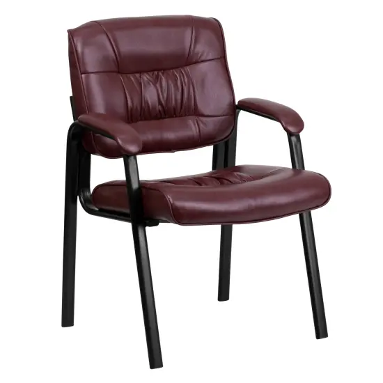Emma and Oliver Faux Leather Executive Reception Chair with Powder Coated Frame WhiteLeaSoft/Black {6}