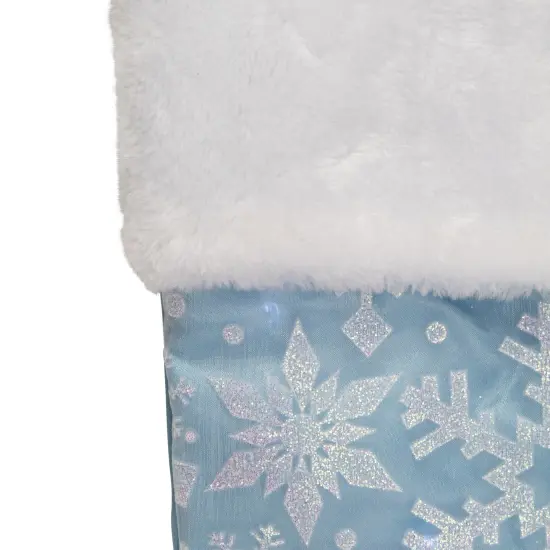 Northlight 19" LED Lighted Blue Iridescent Glittered Snowflake Christmas Stocking {4}