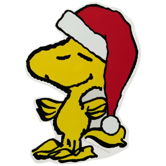 Northlight Peanuts Woodstock in Santa Hat Christmas Window Cling Decoration - 7" Yellow {1}