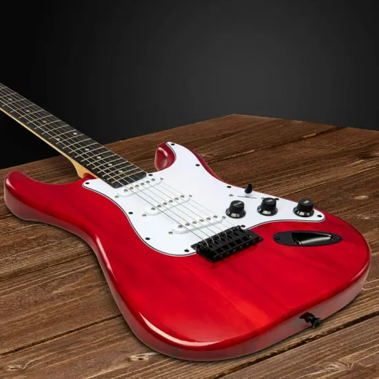 LyxPro Beginner Stratocaster 39&rdquo; Electric Guitar and Electric Guitar Accessories Red {3}
