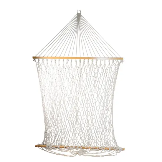 Northlight Lattice Macrame Netted Hammock with Wooden Bars - 78" x 59" - White {1}