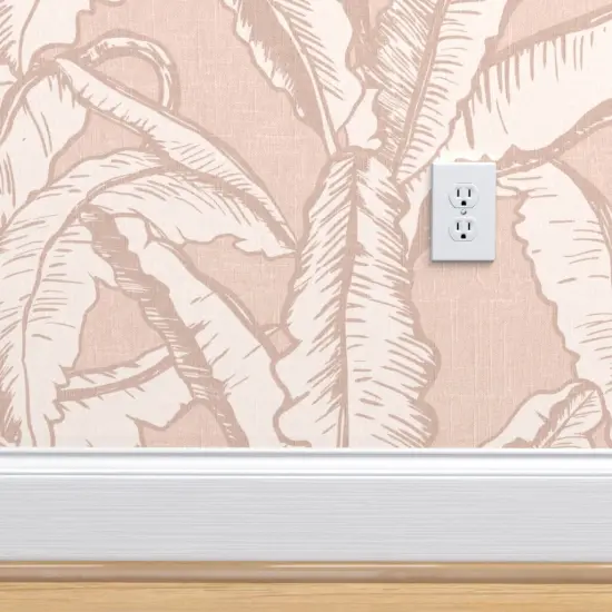 Pre-Pasted Wallpaper 2FT Wide Blush Minimal Rustic Tropical Flora Custom Pre-pasted Wallpaper by Spoonflower {4}