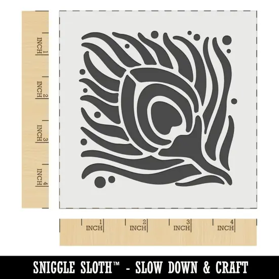 Artsy Peacock Feather Square Wall Cookie DIY Craft Reusable Stencil {6}