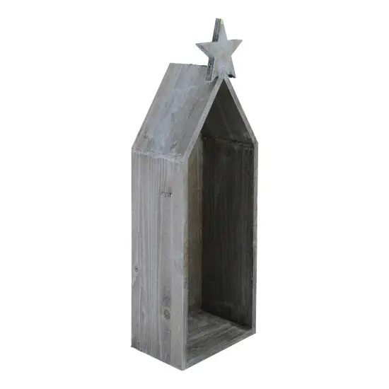 Allstate Distressed Wooden House with Star Decoration - 23.75" - Brown {3}