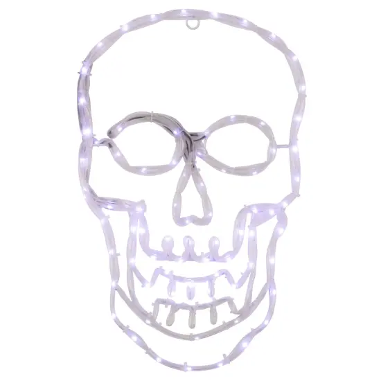 Northlight LED Lighted 4 Function Skull Halloween Window Decoration - 18" White {3}