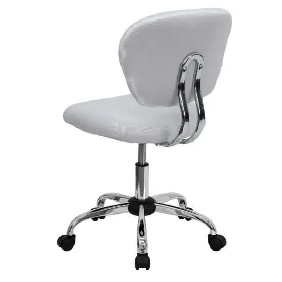 Emma and Oliver Mid-Back Mesh Padded Swivel Task Office Chair with Chrome Base White {4}