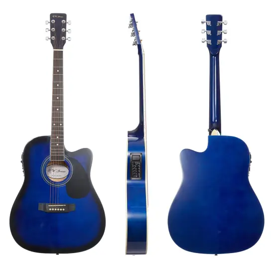 Jameson Guitars Full Size Thinline Acoustic Electric Guitar with Free Gig Bag Case & Picks Blue {2}
