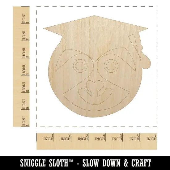 Graduation Sloth Unfinished Wood Shape Piece Cutout for DIY Craft Projects {1}