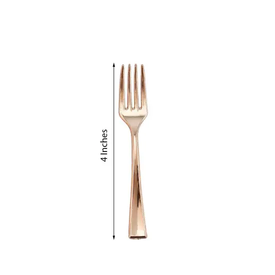 4-Inch long Rose Gold Disposable Plastic Appetizer Forks {3}