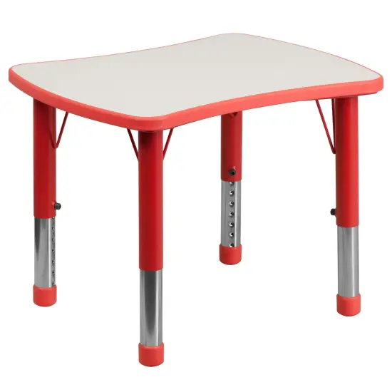 Emma and Oliver 21.875"W x 26.625"L Rectangular Plastic Height Adjustable Activity Table Natural {8}