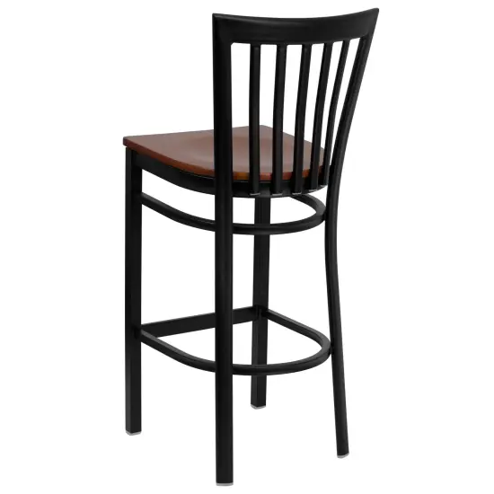 Emma and Oliver 2 Pack School House Back Metal Restaurant Barstool Cherry/BlackMetal {3}