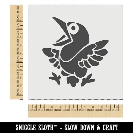 Shocked and Surprised Little Bird Crow Raven Wall Cookie DIY Craft Reusable Stencil {1}