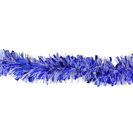 Northlight Snowblush Wide Cut Tinsel Christmas Garland - 12' x 3" - Blue - Unlit {3}