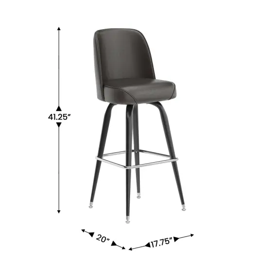 Emma and Oliver 2 Pack Metal Barstool with Swivel Bucket Seat Gray {11}