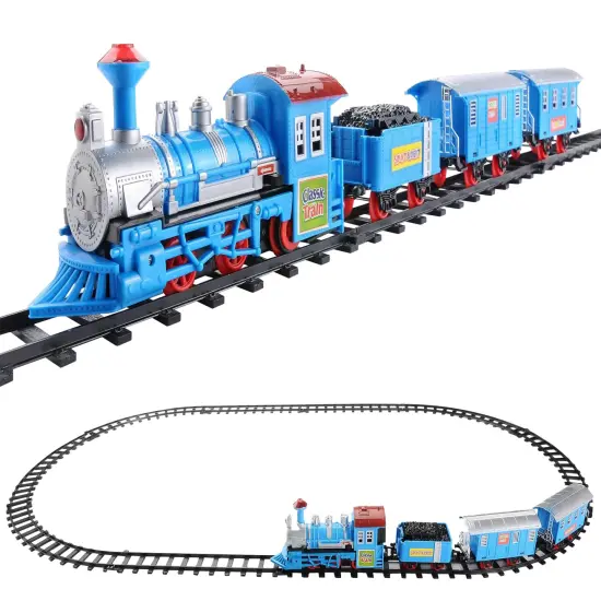 Northlight Lighted and Animated Classic Train Set with Sound - Blue - 14-Piece {4}