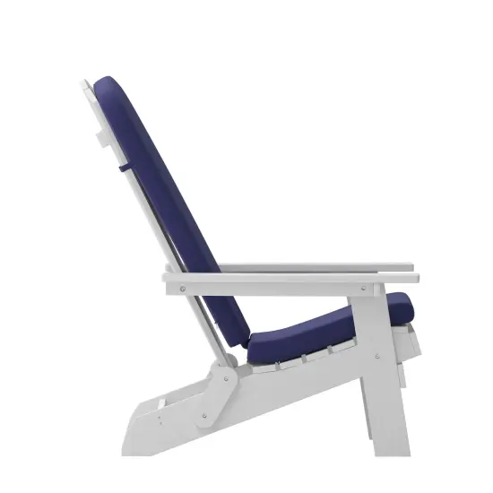 Merrick Lane Riviera Set of 2 Weather Resistant Folding Adirondack Patio Chairs With Vertical Lattice Backs and Comfort Foam Cushions White/Gray {10}