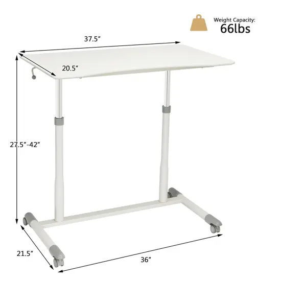 Costway Height Adjustable Computer Desk Sit to Stand Rolling Notebook Table Portable {3}