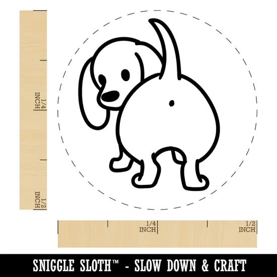 Dachshund from Behind Butt Wiener Dog Self-Inking Rubber Stamp for Stamping Crafting Planners Brown {1}
