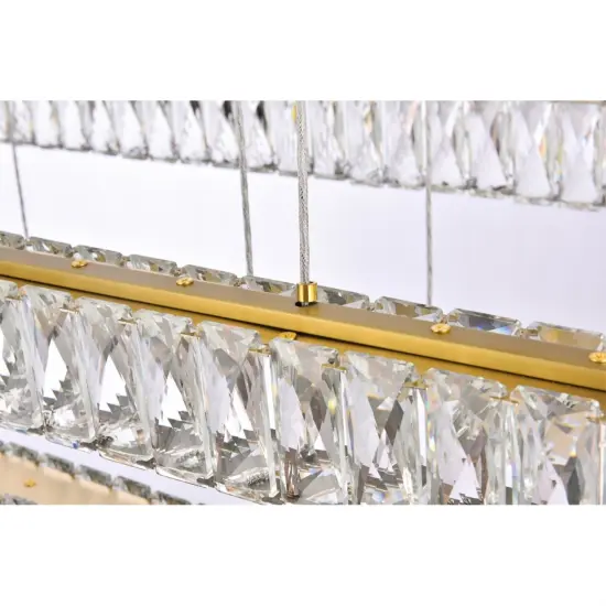 Monroe 42 inch LED triple rectangle pendant in gold {5}