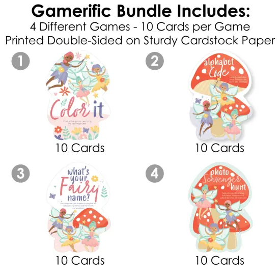 Big Dot of Happiness Let's Be Fairies - 4 Fairy Garden Birthday Party Games - 10 Cards Each - Gamerific Bundle {4}