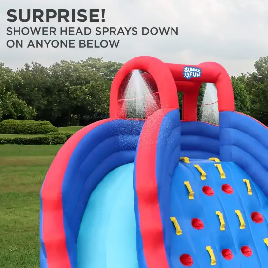 Sunny & Fun Inflatable Kids Backyard Double Water Slide Park Blue {4}