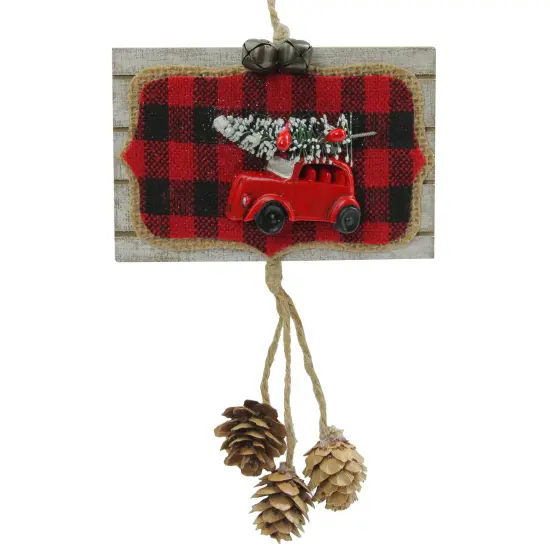 Northlight 7.5" Red Truck Hauling the Christmas Tree Ornament {1}