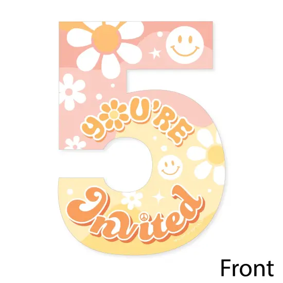 Big Dot of Happiness Five is a Vibe - Shaped Fill-In Invitations - Boho Hippie Fifth Birthday Party Invitation Cards with Envelopes - Set of 12 {4}