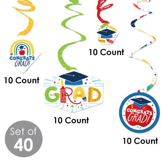 Big Dot of Happiness Elementary Graduation Kids Decorations Hanging Swirls - Set of 40 {6}