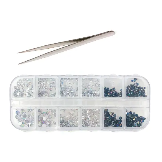 Wrapables Dazzling Nail Art Rhinestones Nail Manicure with Plastic Case Elegance {1}