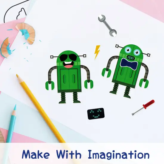 Wrapables Make Your Own Sticker Sheets, DIY Make a Face Animal, Food, Party Favor Stickers (24 Sheets) Robots {3}