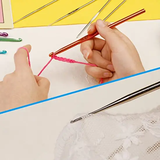 54 Pieces Crochet Needles Set, Crochet Hooks Kit with Purple Storage Case, Ergonomic Knitting Needles Blunt Needles Stitch Marker DIY Hand Knitting Craft Art Tools for Beginners {5}