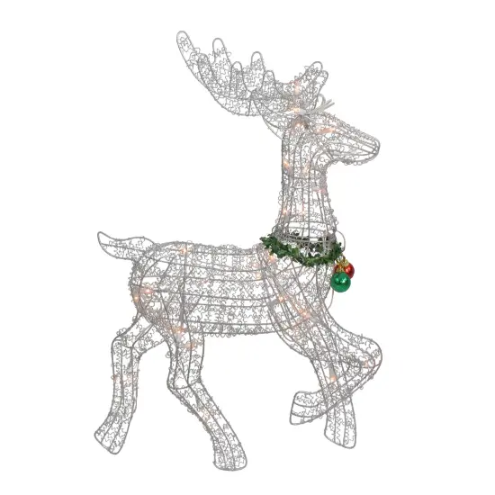 Northlight Lighted Prancing Reindeer Christmas Outdoor Decoration - 25.5" - Clear Lights Silver {1}