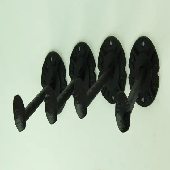 Rustic Cast Iron Antique Nail Wall Hook Set of 4 {3}