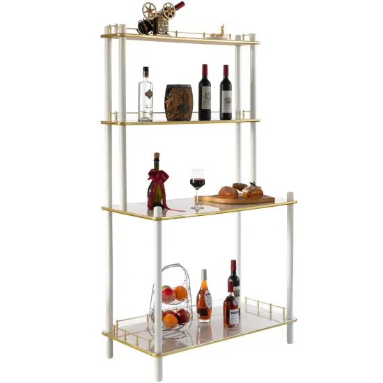 Classy and Elegant 4 Tiered Multifunctional Wooden Open Bar Shelves, Modern Console Table, Coffee Bar Accessories, Coffee Bar Cabinet, Tea Bar and Wine Bar Table Brown {7}