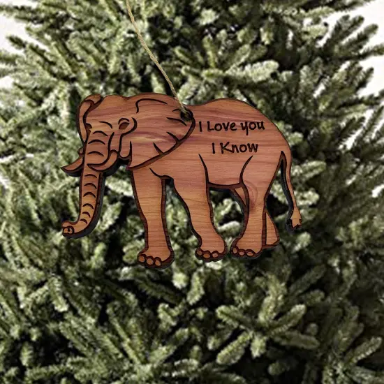 Elephant I Love You I Know - Cedar Ornament {2}