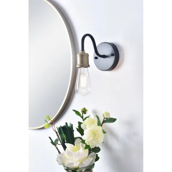 Serif 1 light brass and black Wall Sconce {2}
