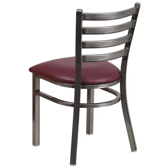 Emma and Oliver 2 Pack Clear Coated Ladder Back Metal Restaurant Chair BurgVYL/ClearCoated {3}