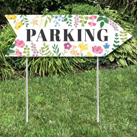 Big Dot of Happiness Wildflowers Wedding Parking Signs - Boho Floral Wedding Sign Arrow - Double Sided Directional Yard Signs - Set of 2 {3}