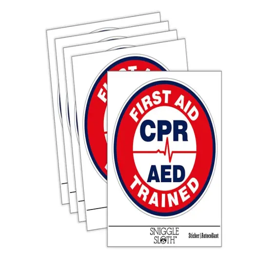First Aid AED CPR Trained Waterproof Vinyl Phone Tablet Laptop Water Bottle Sticker Set - 5 Pack {2}